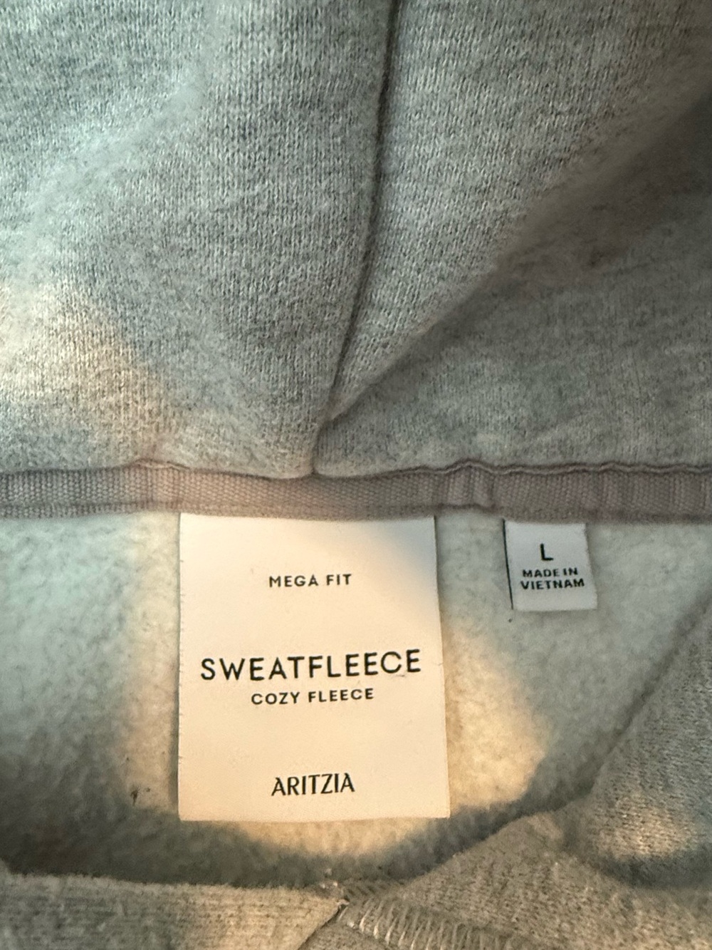 Aritzia Sweatfleece Mega Fit Hoodie - Heather Chrome, Size: Large - Picture 2 of 3